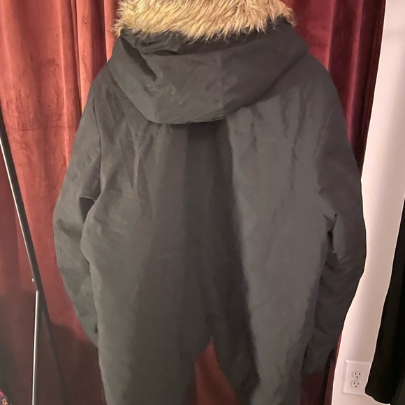 Jack & Jones Men's Black Puffer Jacket with Fur Hood - Picture 6 of 6